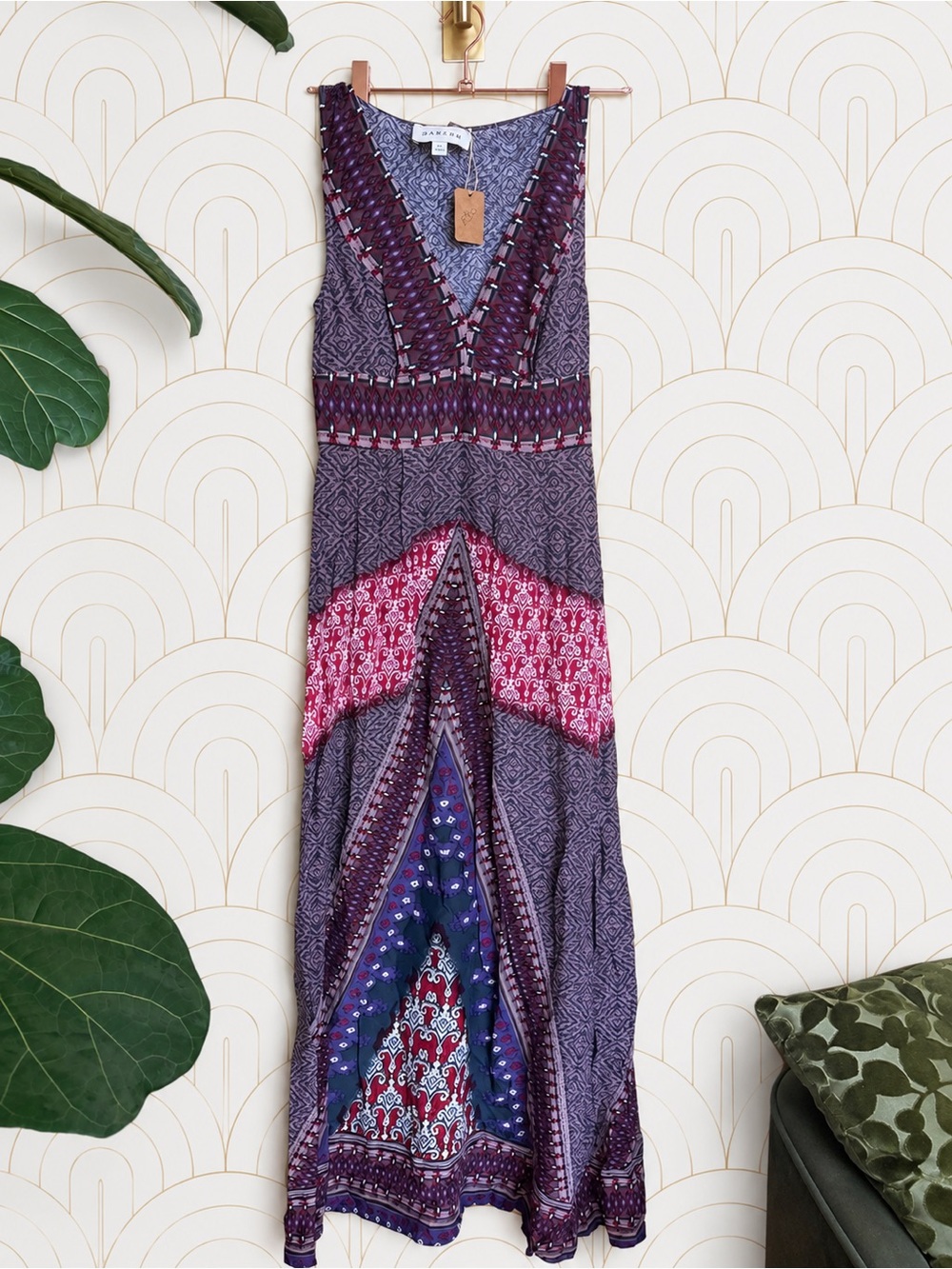 Sabine Purple and Pink Patterned Maxi Dress